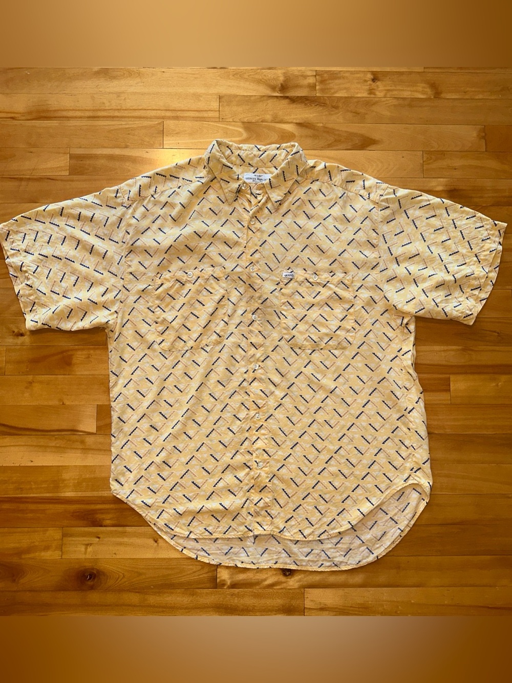 Vintage 80s GUESS Georges Marciano Shirt Mens M Oversized Geometric USA Made